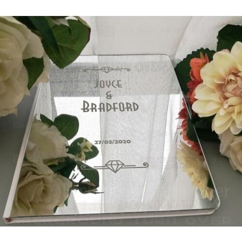 Guest Book Wedding Personalized Guestbook Signature Decor Customized Names Date Engrave Carve Mirror Gifts Cover Gift G005
