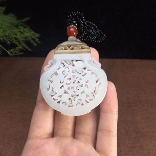 Hetian jade white jade safe bottle pendant 2713