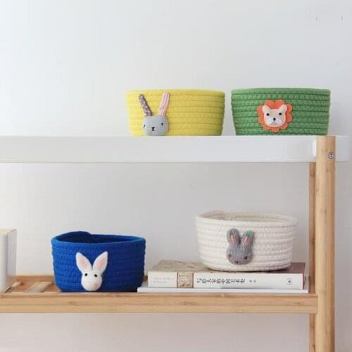 Cotton Thread Eco Friendly Cartoon Porch Debris Storage Box Desktop Organizer Frame Bedside Storage Basket Home Organization