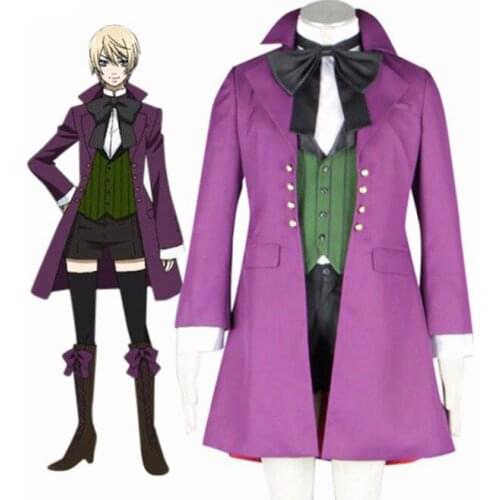 Anime Black Butler 2 Kuroshitsuji Alois Trancy Uniform Outfits Halloween Cosplay Costume(Coat+ Vest + Shirt + Shorts+Bow tie)