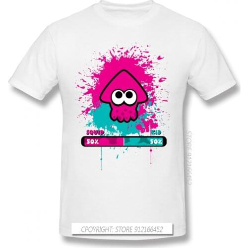 Cool Black TShirt Splatoon Squid Inklings Shooter Game Homme T-Shirts Tee Pure Cotton Oversize Short Sleeve