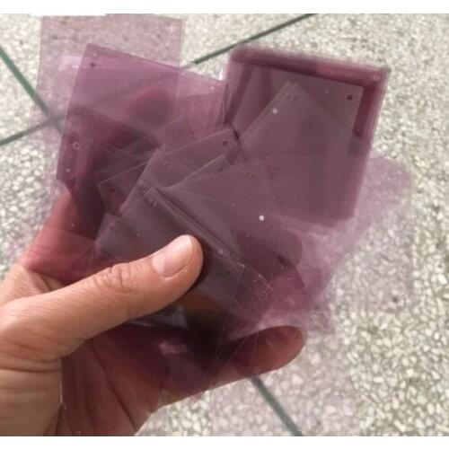 Handmade material 50*50mm square four-hole transparent grape purple sequins PVC garment accessories