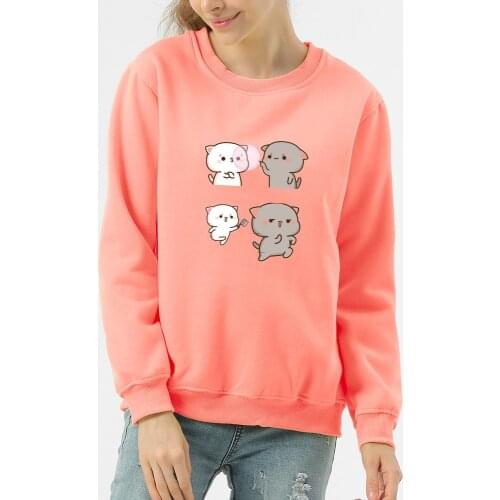 Kawaii Hoodies Plus Size Sweatshirts for Women Casual Style 90s Ulzzang Clothing Cotton White Tracksuits Moletom Feminino