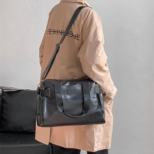 New Men Luggage Travel Handbag High Quality Soft Leather PU Crossbody Duffle Bag Male Outdoor Storage Gym Training Boarding Bag