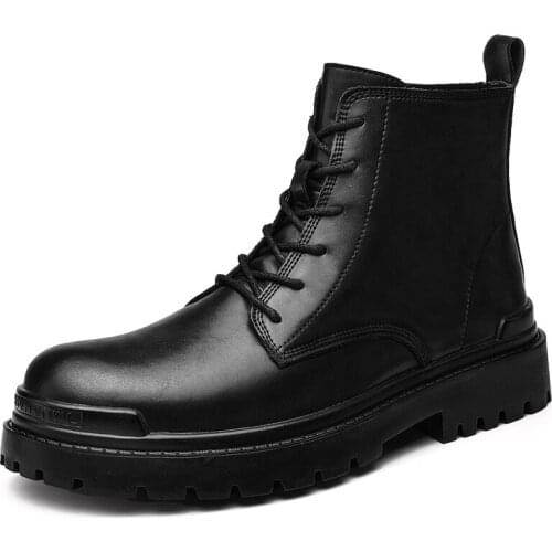 2021 Men Martins Leather shoes High Top Fashion Winter Warm Snow shoes Dr. Motorcycle Boots black boots botas de hombre