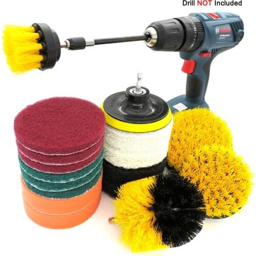 18Pcs 4lnch Nylon Drill Brush Set For sofa, kitchen, bathroom Scrubber Brush Scouring and Scrub Pads All Purpose Cleaner