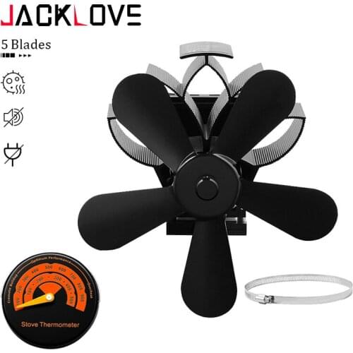 Wall Mounted Fan 5 Blades Heat Powered Stove Fan Log Wood Burner Ecofan Quiet Home Fireplace Fan Efficient Heat Distribute