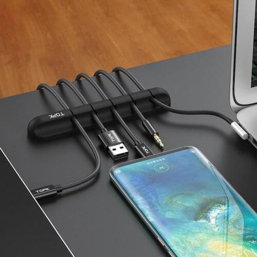TOPK Silicone Adhesive Desktop Wire Organizer Charging Cord Cable Clamp Winder