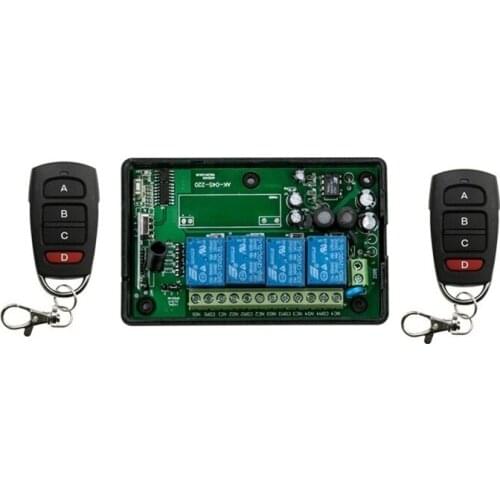 New AC 110V 220V 240V RF 4CH Wide Voltage Multi-Function Wireless Remote Control and Receiver smart chontroller & 2 * remote