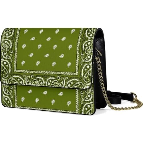 Wholesale Bandana Print Womens Small PU Leather Ladies Sling Crossbody Bag Women Square Bag Lady Chain Shoulder Messenger Bag