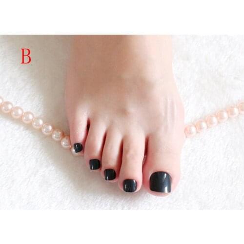 Wild sexy fashion Ms. must Candy colors 24pcs toe nails short round head black T-B