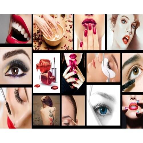 Custom Wallpaper Mural Fashion Beauty Salon Eyebrow Eye Lip Nail Art Background Wall Decorative Painting
