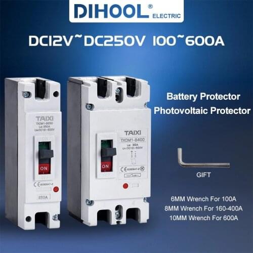 DC12V 24V 36V 48V 96V 120V DC mccb circuit breaker 100A 200A 300A 400A Solar battery protector Car charging pile isolator