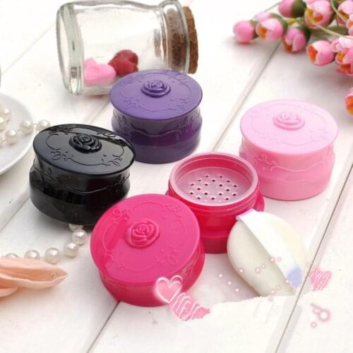 Empty Loose Powder Box Jar With Grid Sifter & Puff Flower Pattern Packing Beads Container Powdery Cake Box Cosmetic Case New