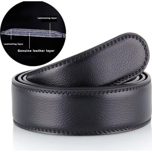No Buckle 3.5cm Wide Real Genuine Leather Belt Without Automatic Buckle Strap Designer Belts Men High Quality Cinturon Hombre