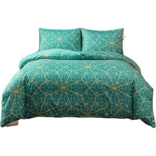 Luxury Bedding Set Simple Pattern Duvet Cover Pillowcases Green Color Set For Home