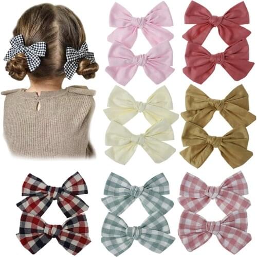 Ruoshui Kids Hair Bow Hairpins Bowknot Girls Cute Hair Accessories Solid Hair Clips Plaid Barrettes Hairgrip Headwear Ornaments