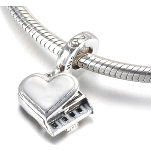 S925 Pendant Charm Piano Dangle Bead fit Lady Bracelet & Bangle DIY Jewelry