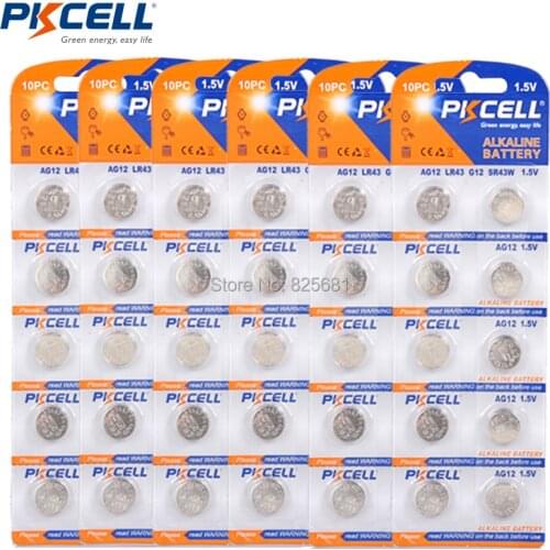 60Pcs/6Card AG12 LR186 Alkaline Button Coin Batteries LR43 SR1142 186 SR43 386 Cell Battery 1.5V 100mAh for Calculator Pedometer