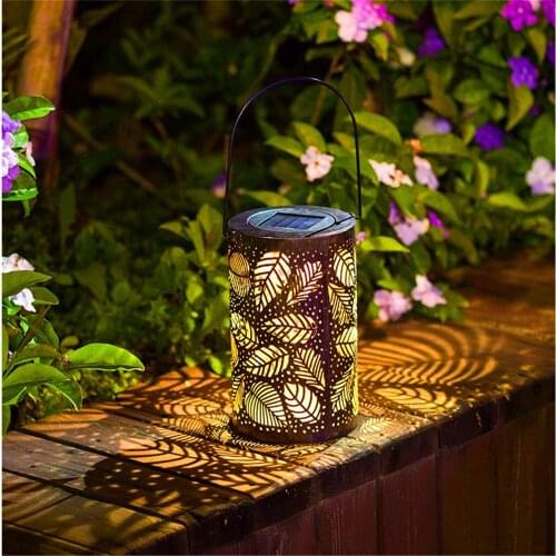 LED Solar Panel Lantern Light Outdoor Waterprofor IP44 For Decorated Party Yard Camping Creative Iron Art Hanging Garden Light