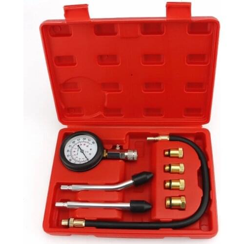 Gasoline Engine Compression Tester Auto Petrol Gas Engine Cylinder Automobile Pressure Gauge Tester with M10 M12 M14 M18 Adapter