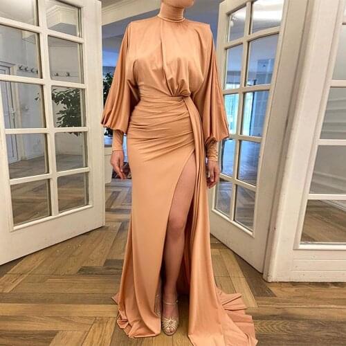 2020 Spring Charming Party Dress High Side Split Stand Neck Sheath Long Gowns Evening Dress