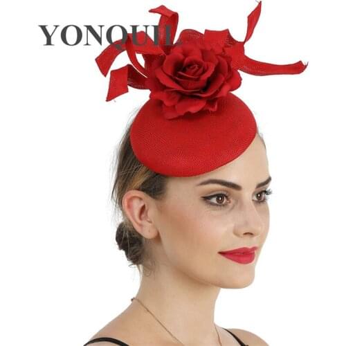Ladies Chic Flower Headwear Wedding Fascinator Women Sinamay Hats Mesh Cocktail Bride Headwear New Occasion Party hat Hairpin