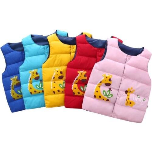 Childrens Vest For Boy Girl Waistcoat Lightweight Autumn Winter Toddler Cartoon Giraffe Sleeveless Jackets Kids Top Vest Coats