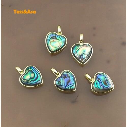 3PCS Natural Abalone Shell Pendants Heart Shape designer charms Fancy Pendant Gold Plated Pendant For Necklace Womens Jewelry
