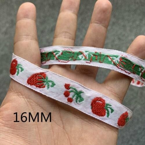 3 YARD 5/8" 16MM Hand - Made Hairpin Accessories Vintage Cherries Strawberry Jacquard Ribbon Lace Korean