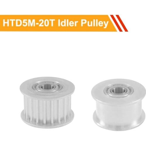 5M 20T Idler Pulley with/without Teeth 16mm/21mm/27mm Belt Width Passive Pulley Wheel 5/6/7/8/10/12mm Bore Bearing Pulley