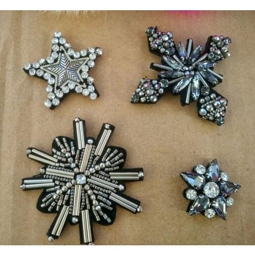 5Pcs Rhinestone Star snowflakes Beaded Patch for Clothing Sewing Beading Applique Clothes Shoes Bags Decoration Patch