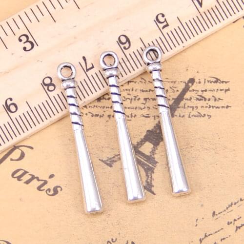 72pcs Jewelry Charms baseball bat club 35x5mm Antique Silver Plated Pendants Making DIY Handmade Tibetan Silver Jewelry