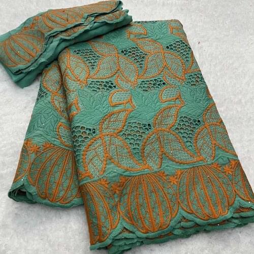 Big Sale Price African 100% Cotton Lace Dry Swiss Voile Fabrics Embroidery In Switzerland 5+2Yards Sewing For Nigeria Dress Wear