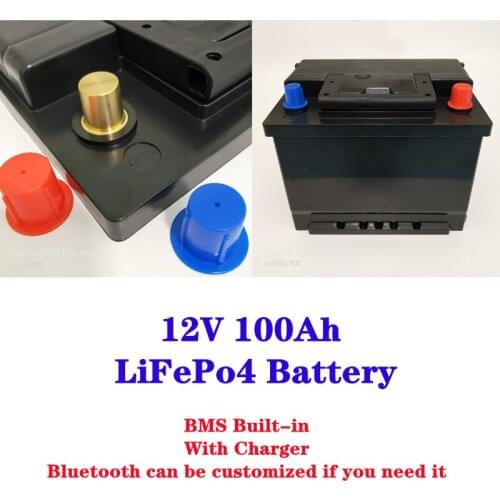 12V 12.8V 100Ah LiFePo4 Battery Rechargeable With BMS+Charger For Golf Cart Solar Inverter E-scooter LED Lights Home Appliance