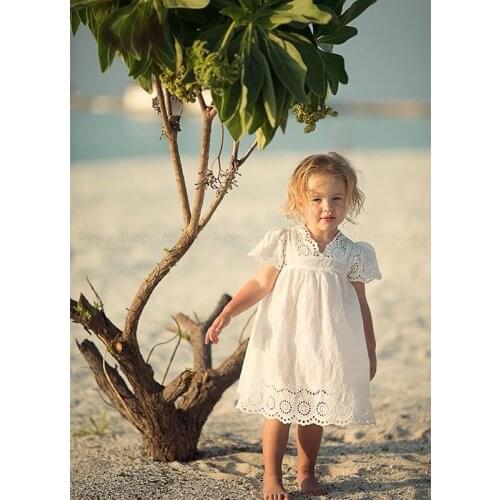 White Dress for Kids Girls 2021 Baby Princess Party Beach Clothes Wedding Bridesmaid Children Pageant Summer Casual Costume