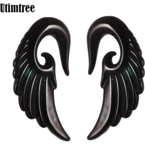 Utimtree Ear Plugs Tunnels Piercing Jewelry Acrylic Ear Plugs Tunnels Angel Wing Ear Spiral Piercing Taper Stretcher Expanders