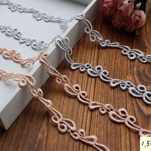 Free-shipping 20Meters/ lot Champagne Garments, Shoes, Toys Decoration Lace Trims Ribbon 1.5cm LG0003