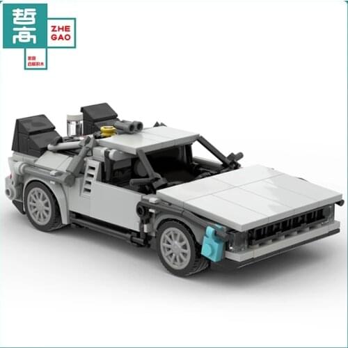 Buildmoc high-tech Car Deloreaning Back to the Future Time Machine Supercar Model Building Blocks Vehicles Toys For Kid Gift