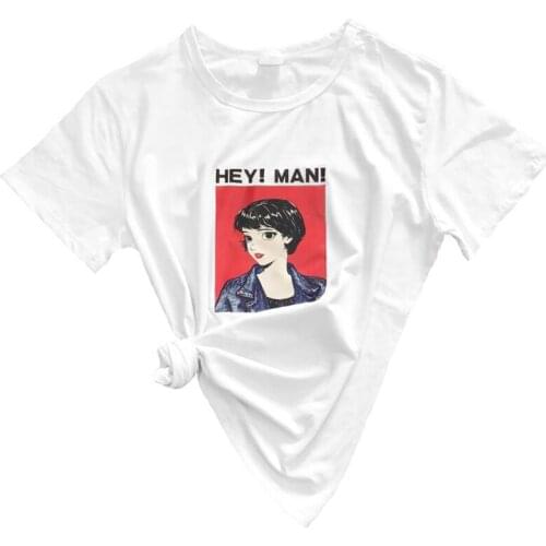 Hey Man Colored Girl T-Shirt Casual Summer Hipster Short Sleeve Tee Graphic Tumblr Aesthetic Girl Power gift Camisetas Outfits
