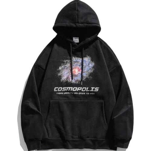 Harajuku Hoodie Men Funny Space Pattern Hip Hop Streetwear Oversize 100% Cotton Sweatshirt 2020 Autumn New Women Man Hoodies