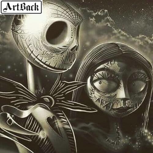 Full Square 5d diy Diamond Painting Skull Couple Pictures Diamond Embroidered Crystal Mosaic Home Decor Kit