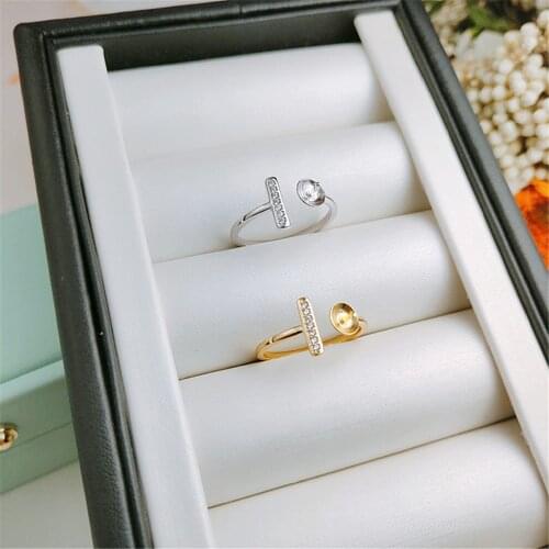 Classic Rings Resizable Design Rings Base 925 Silver Pearl Rings Settings Women DIY Pearl Rings Accessory No Pearl