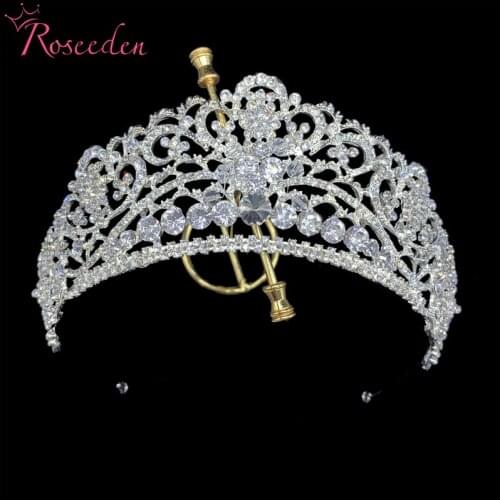 Classic Hair Accessory Crystal Rhinestone Crown Tiaras Headband Bride Headdress Wedding Hair Jewelry RE4343