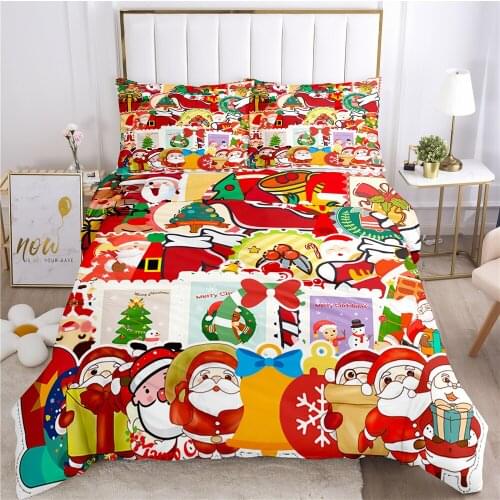 Christmas Bedding Set for Boys Bed Santa Claus Digital Printing Bed Duvet Cover Set Twin Kids Gift Bedclothes Bed Linen Set