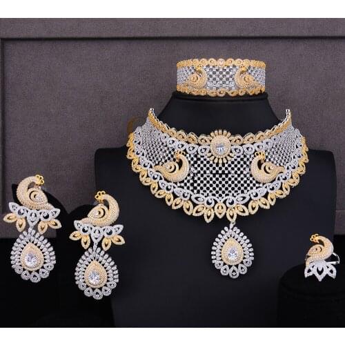 LARRAURI Charms Blooming Flowers Crystal Christmas Accessories Nigerian Bridal Wedding Jewellry Fashion Women Gold Jewelry Sets