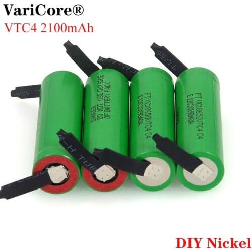 6PCS VariCore New 100% Original 3.6V 18650 VC18650VTC4 2100mAh VTC4 20A 30A Discharge Rechargeable battery Welding Nickel Sheet