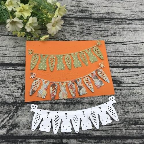 Metal Cutting die Die Cut Easter Bunny Carrots Banner Scrapbook Paper Craft Handmade Card Album Punch Art Cutter