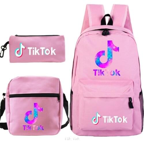 Hot Tik Tok 3pcs Set Backpack Student Cartoon Printed School Bag Bookbag Unisex Casual Travel bags Shoulder Bag Mochila