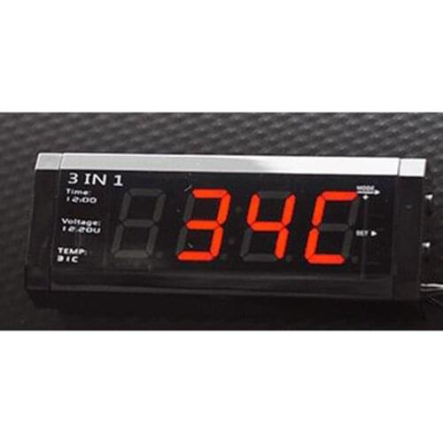 Factory direct car voltmeter thermometer time three in one blue light red light multifunction electronic watch